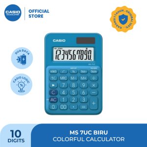 Casio MS-7UC Biru 10 Digits Colorful Calculator